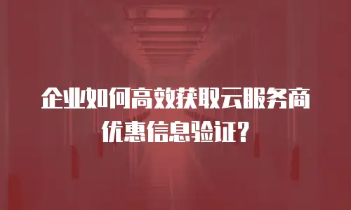 企业如何高效获取云服务商优惠信息验证？