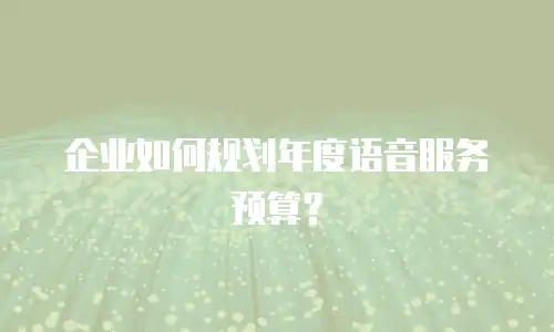 企业如何规划年度语音服务预算？