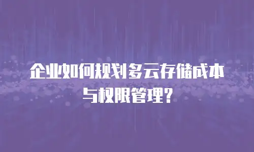 企业如何规划多云存储成本与权限管理？
