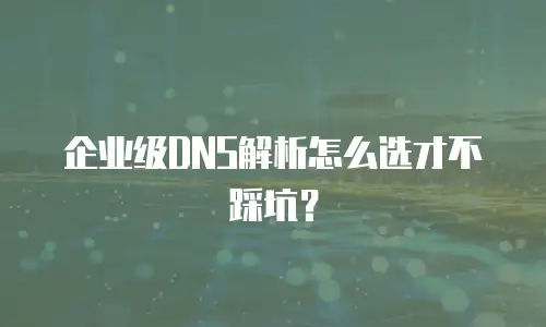 企业级DNS解析怎么选才不踩坑？