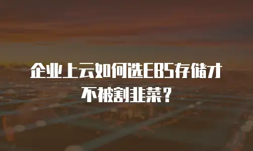 企业上云如何选EBS存储才不被割韭菜？