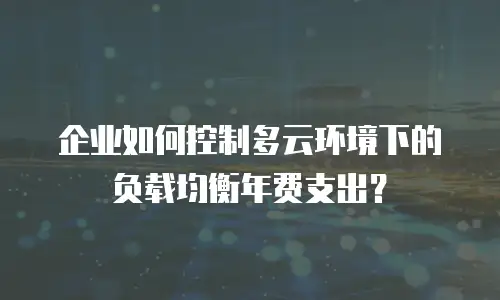企业如何控制多云环境下的负载均衡年费支出？