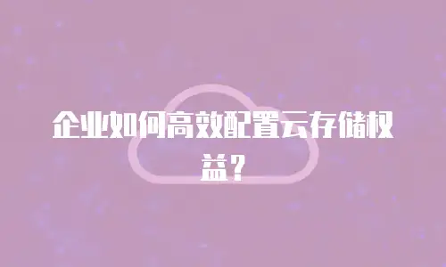 企业如何高效配置云存储权益？
