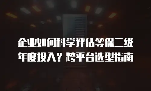 企业如何科学评估等保二级年度投入？跨平台选型指南