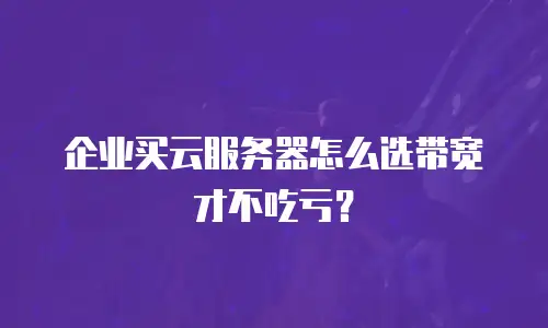 企业买云服务器怎么选带宽才不吃亏？