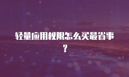 轻量应用权限怎么买最省事？