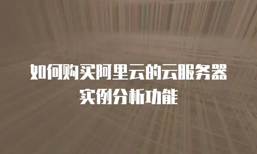 如何购买阿里云的云服务器实例分析功能