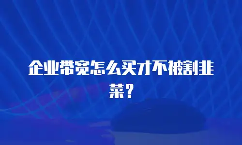 企业带宽怎么买才不被割韭菜？