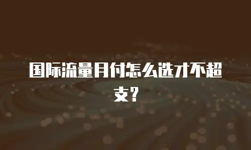 国际流量月付怎么选才不超支？