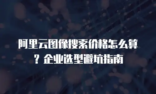 阿里云图像搜索价格怎么算？企业选型避坑指南