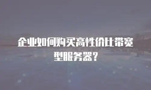 企业如何购买高性价比带宽型服务器？