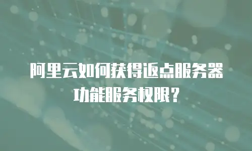 阿里云如何获得返点服务器功能服务权限？