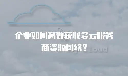 企业如何高效获取多云服务商资源网络？