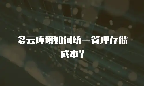 多云环境如何统一管理存储成本？