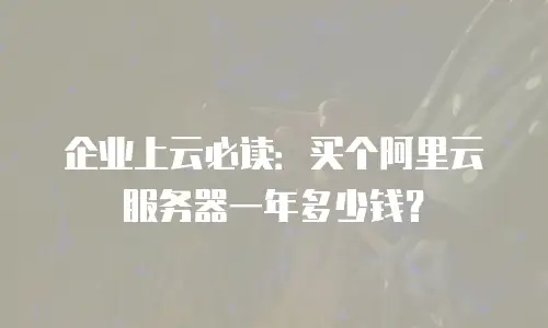 企业上云必读：买个阿里云服务器一年多少钱？