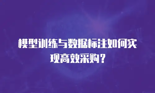 模型训练与数据标注如何实现高效采购？