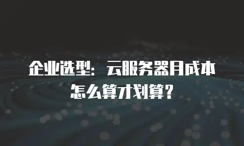 企业选型：云服务器月成本怎么算才划算？