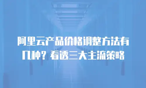 阿里云产品价格调整方法有几种？看透三大主流策略