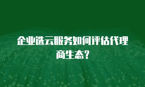 企业选云服务如何评估代理商生态？