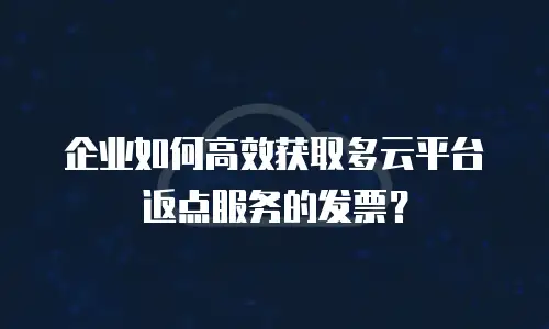 企业如何高效获取多云平台返点服务的发票？