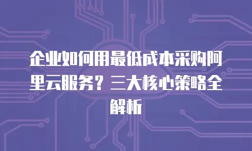 企业如何用最低成本采购阿里云服务？三大核心策略全解析