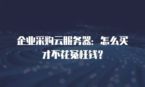 企业采购云服务器：怎么买才不花冤枉钱？