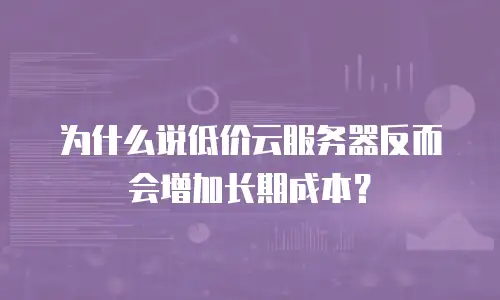 为什么说低价云服务器反而会增加长期成本？
