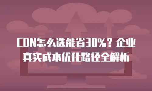 CDN怎么选能省30%？企业真实成本优化路径全解析