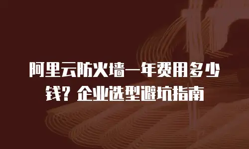 阿里云防火墙一年费用多少钱？企业选型避坑指南