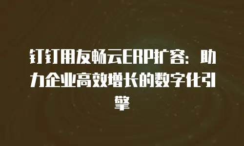 钉钉用友畅云ERP扩容：助力企业高效增长的数字化引擎