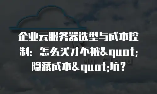 企业云服务器选型与成本控制：怎么买才不被"隐藏成本"坑？