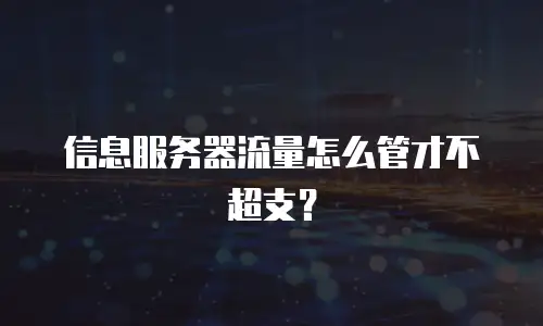 信息服务器流量怎么管才不超支？