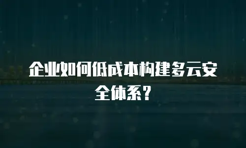 企业如何低成本构建多云安全体系？