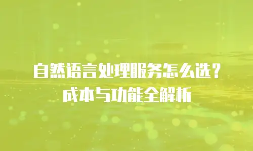 自然语言处理服务怎么选？成本与功能全解析