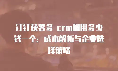 钉钉获客多 crm租用多少钱一个：成本解析与企业选择策略
