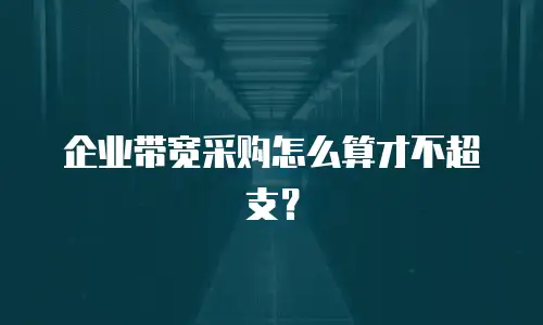 企业带宽采购怎么算才不超支？