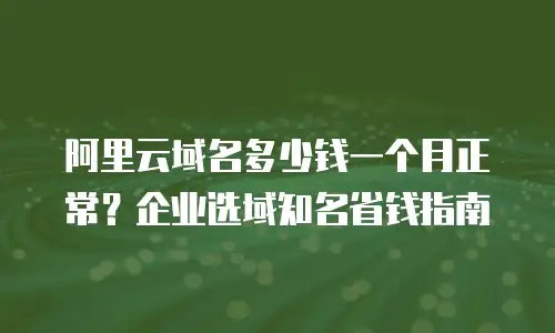 阿里云域名多少钱一个月正常？企业选域知名省钱指南