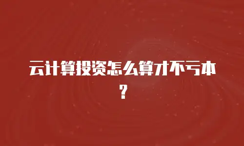 云计算投资怎么算才不亏本？