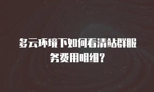 多云环境下如何看清站群服务费用明细？
