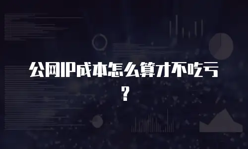 公网IP成本怎么算才不吃亏？