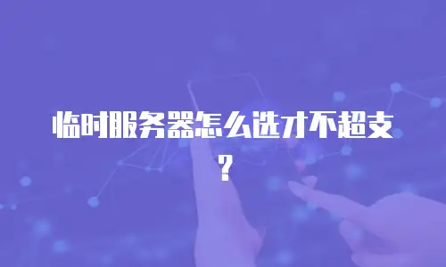 临时服务器怎么选才不超支？
