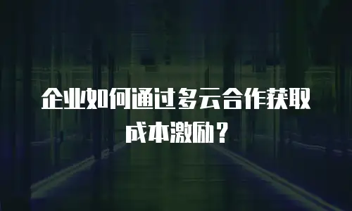 企业如何通过多云合作获取成本激励？