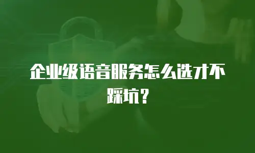企业级语音服务怎么选才不踩坑？