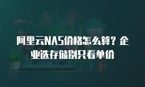 阿里云NAS价格怎么算？企业选存储别只看单价