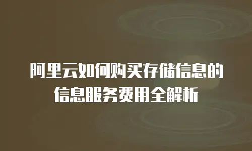 阿里云如何购买存储信息的信息服务费用全解析