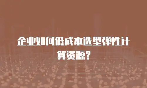 企业如何低成本选型弹性计算资源？