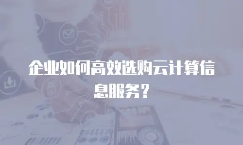 企业如何高效选购云计算信息服务？