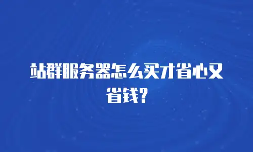 站群服务器怎么买才省心又省钱？
