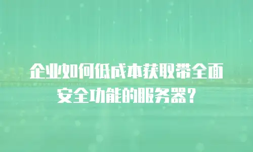 企业如何低成本获取带全面安全功能的服务器？