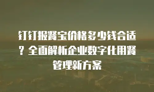 钉钉报餐宝价格多少钱合适？全面解析企业数字化用餐管理新方案